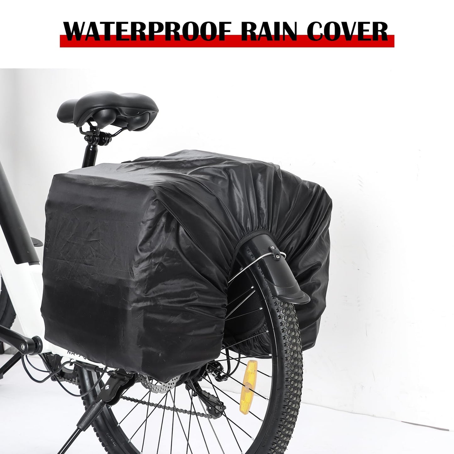 Axiniu Bike Panniers Bag 50L Bicycle Panniers for Rear Rack with Waterproof Rain Cover, Ebike Saddle Bags, Bike Rack Bag, Saddlebags for Bikes, Black Large Capacity Reflective Strip