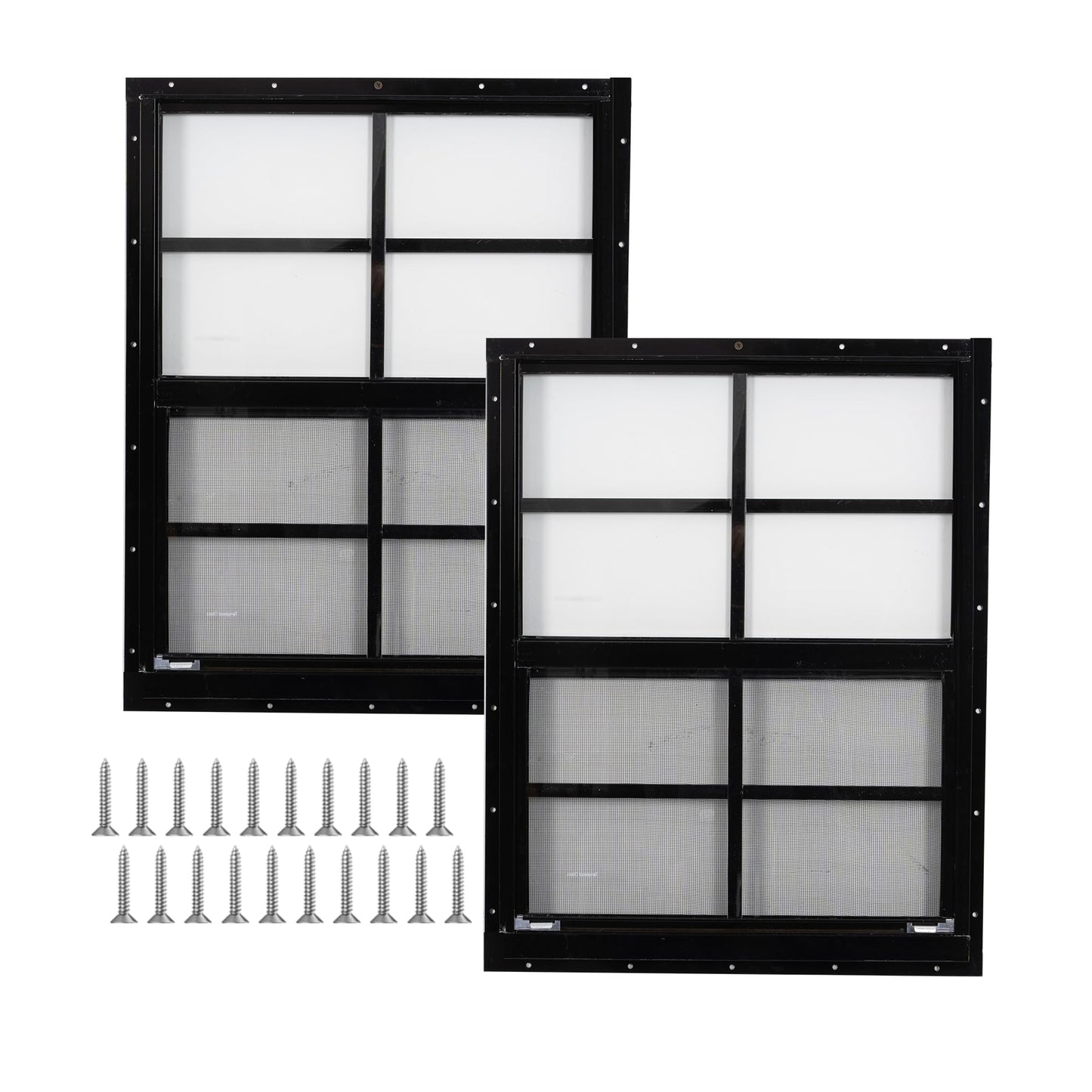 MHirmosy 2 Pcs Black Shed Windows 18" x 23" - Pro Series Thermal Break Frame Tempered Glass - Sliding Windows Windows for Tiny House, Workshop, Greenhouse, Garage