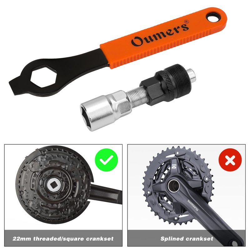 Oumers Bike Crank Puller Tool Set, Bike Crank Extractor + Bicycle Bottom Bracket Remover + 16mm Spanner Wrench + Hexagonal Wrench for Removing