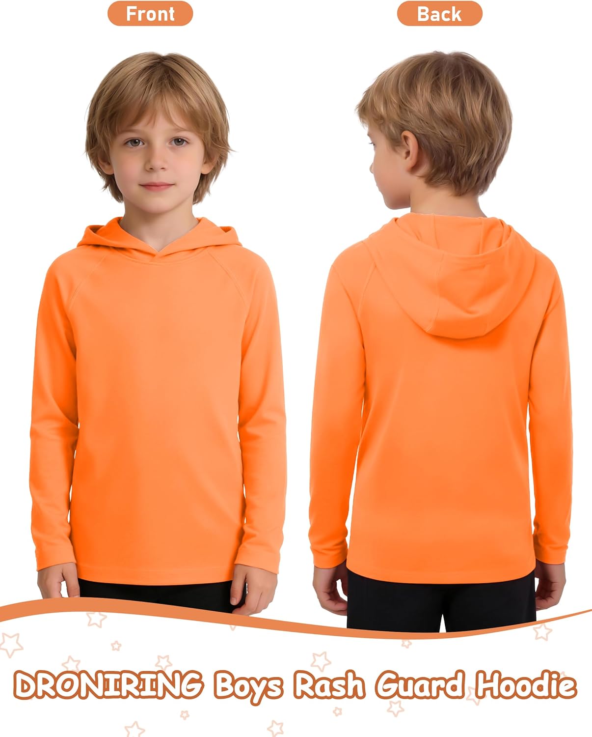 Skiennix Boys Hooded Long Sleeve Rash Guard - Youth UPF 50+ Sun Protection Swim Shirt | Ideal for Beach & Hiking