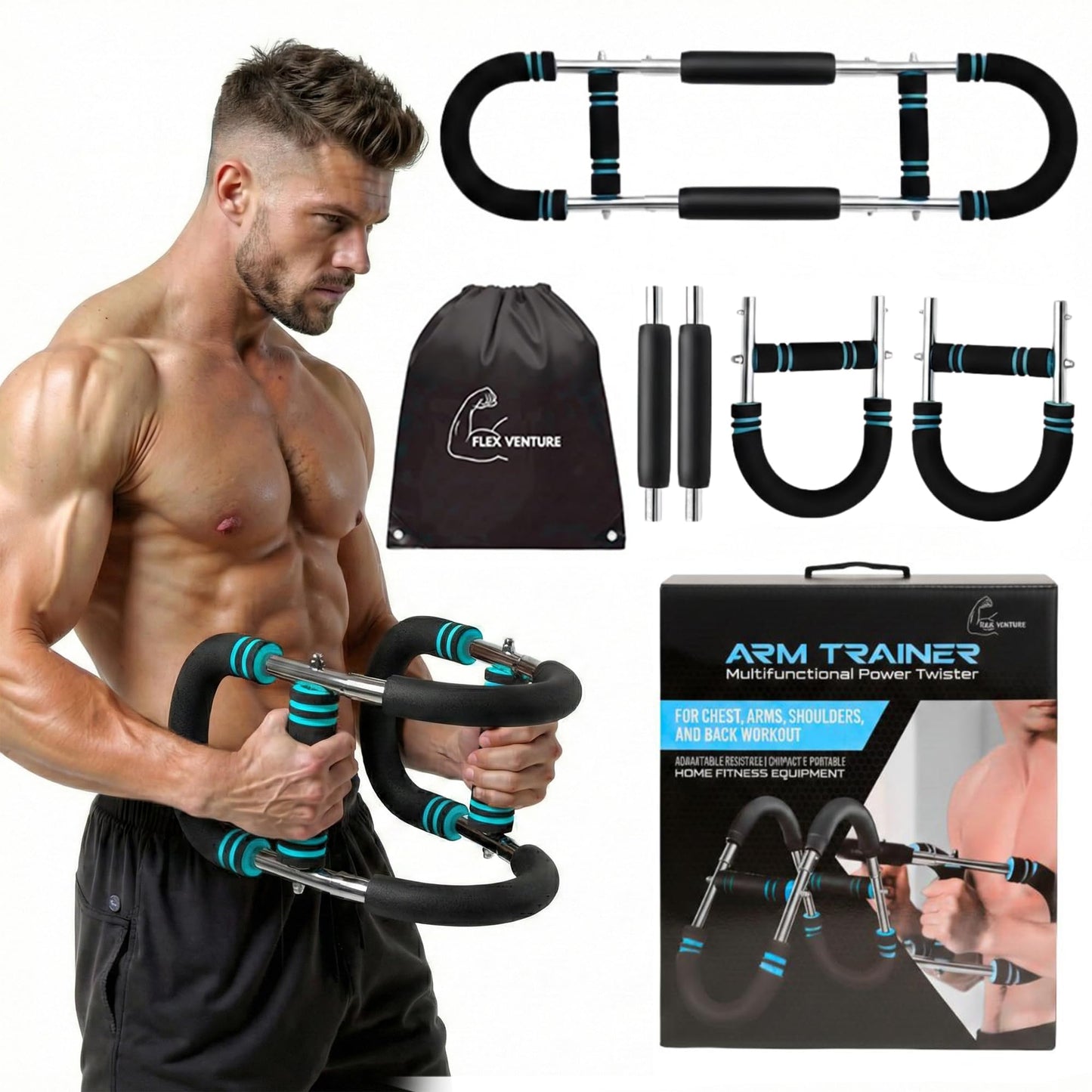 Mr Sculpt Gorilla Bar 90-120lb, Adjustable Twister Arm Trainer for Chest Workout. Muscle Trainer for Enhancing Upper Body Muscle. Home Gym Equipment for Body Strength. Portable Power Twister bar