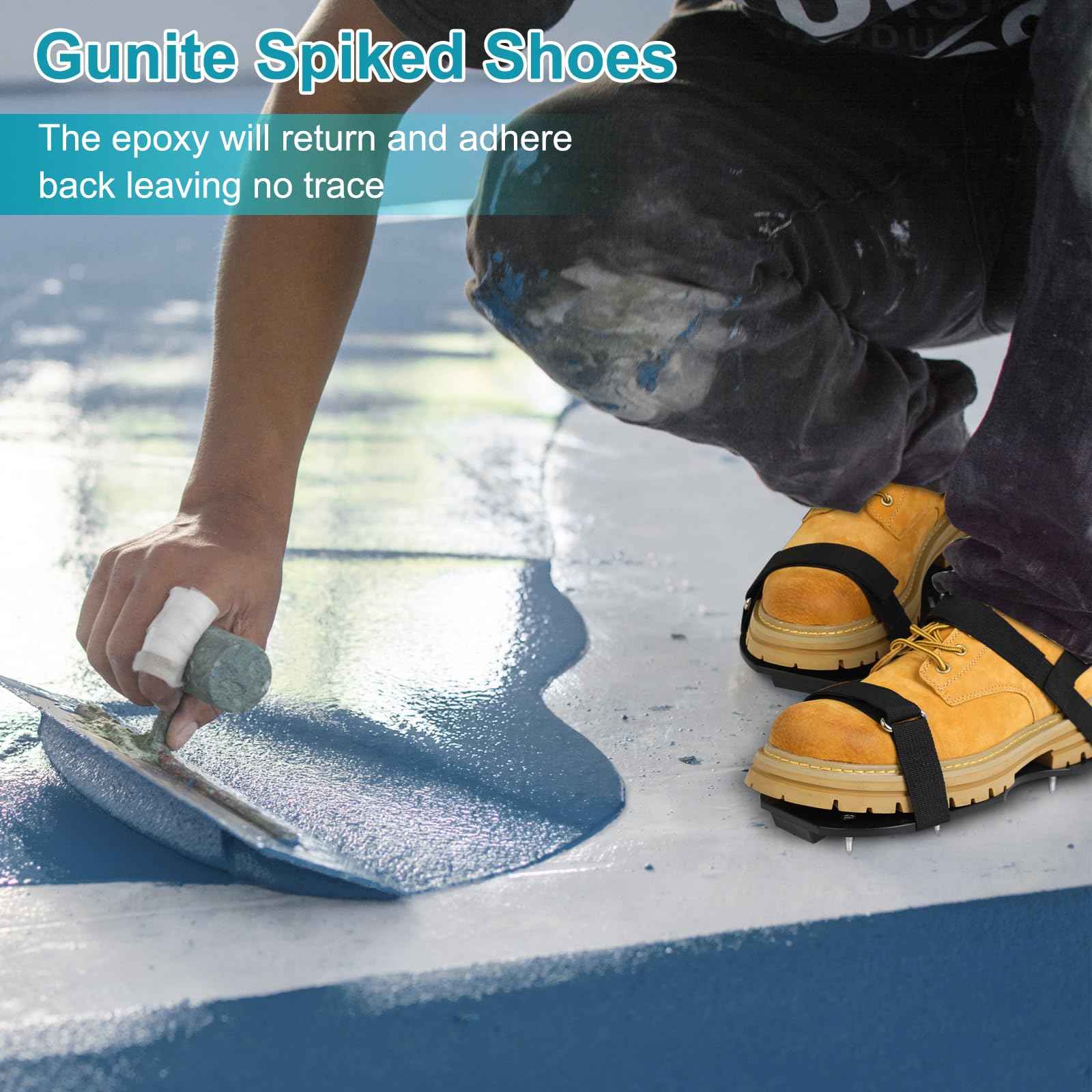 Satisure Epoxy Floor Spiked Shoes with 1" Short Spikes (Fully Assembled) - Non-Slip Adjustable Straps for Self-Leveling Floors, Garage Coating & Overlays, Cover Installation (Black, 1 Pair)