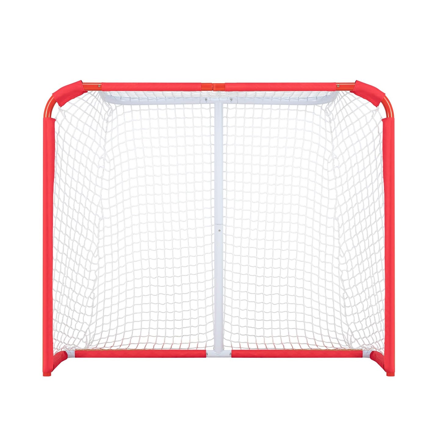 VEVOR Youth Street Hockey Net, Indoor Outdoor Steel Hockey Goal, Portable Lightweight Youth Street + Roller for Kids, Junior Training Goal Set with Net, Easy Assemble, 54" x 44", White/Red