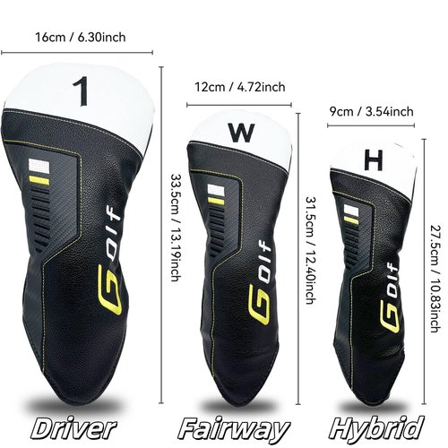 Golf Club Head Cover Golf Head Cover Driver Headcover 3 Fairway Wood Headcover (Fairway Wood Head Cover), Hybrid Headcover fits for All Brand