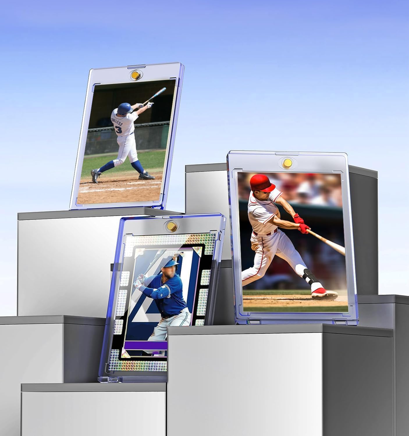 Skiennix Magnetic Card Holder - 50ct One Touch Hard Plastic U-V Protectors for Trading Cards | Sports & Game Safe