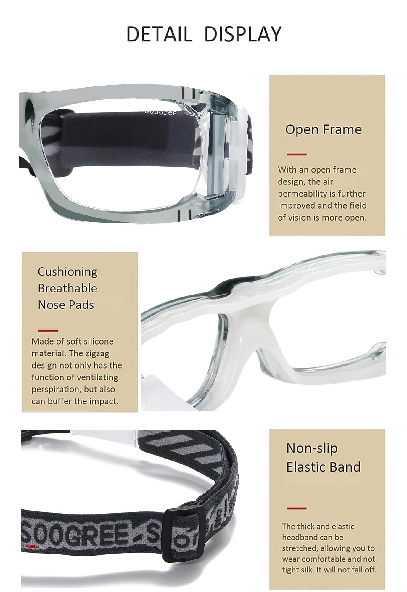 SooGree Basketball Soccer Football Goggles Anti Fog Protective Sports Goggles Glasses for Men Women