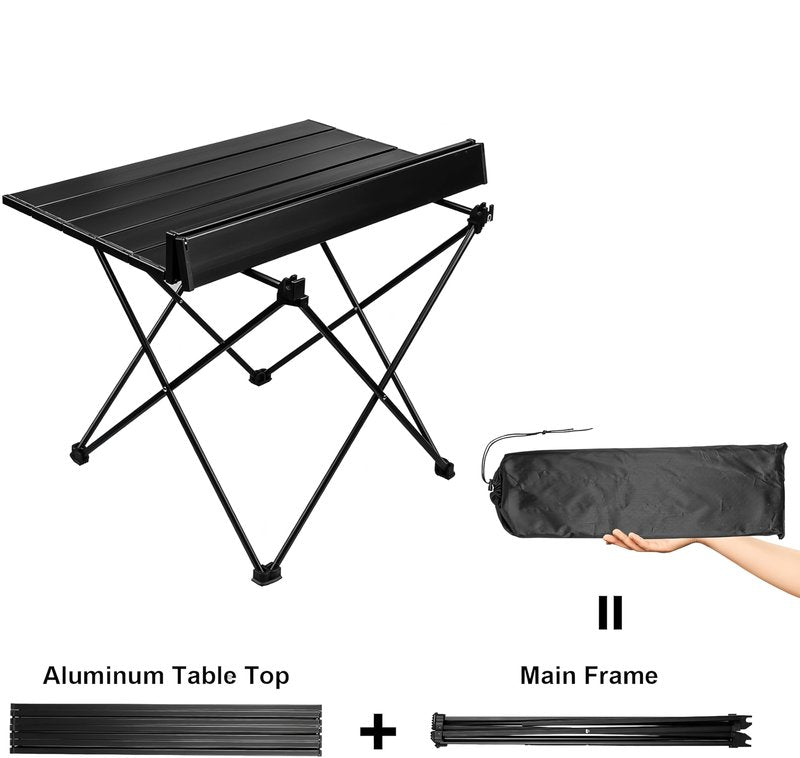 Simidobook Folding Camping Table – Ultralight Aluminum Portable Table for Camping, Hiking, Backpacking, Picnic, Beach, BBQ – Compact Lightweight Collapsible Travel Side Table for Outdoor, RV, (1)