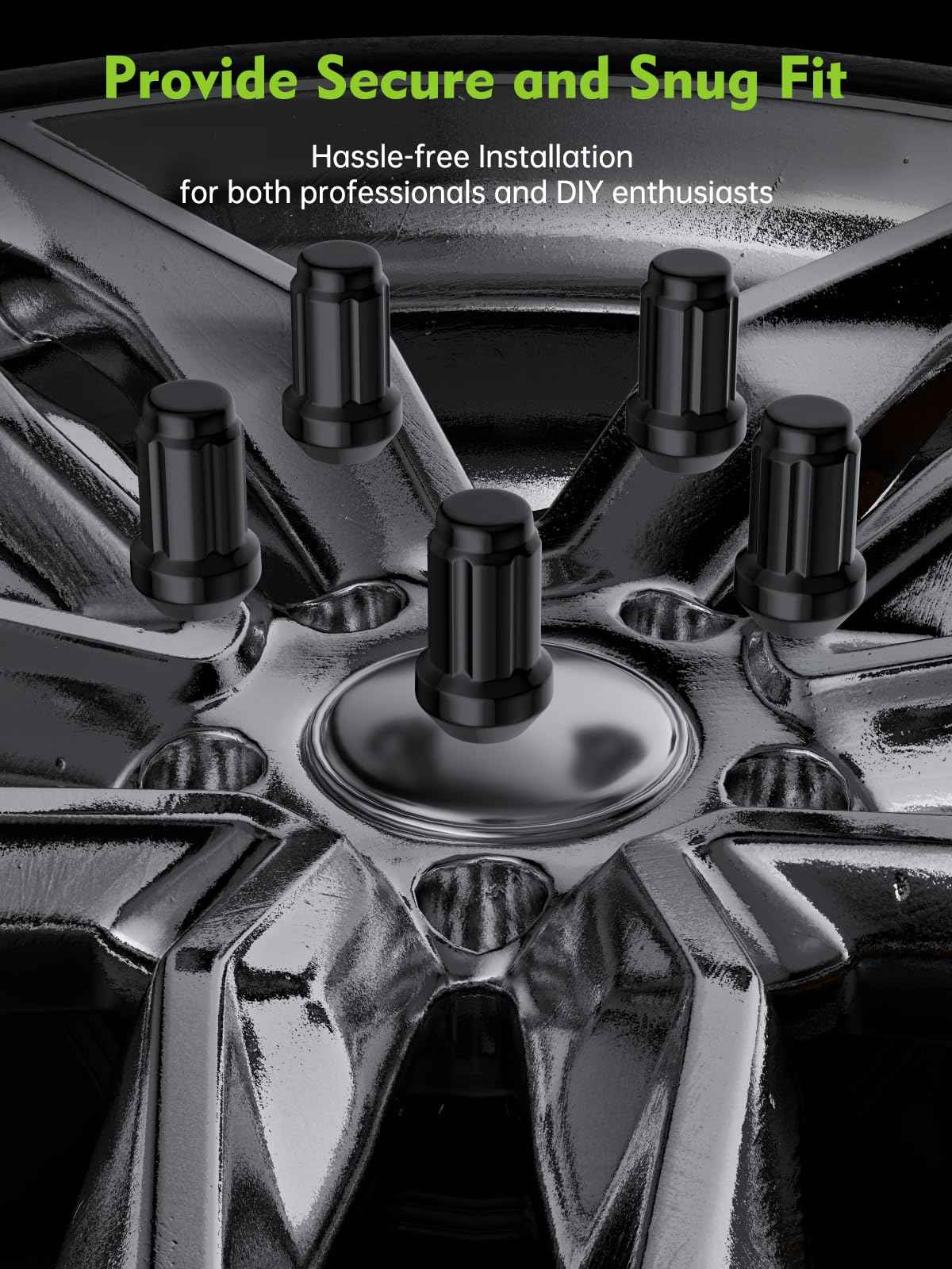 AUTOPTIM M10x1.25 ATV Lug Nuts - Replacement for Honda Foreman Ranchers Yamaha Can Am Outlander Arctic Cat Kawasaki Suzuki Aftermarket Wheel Nuts, Black 16PCS 6 Spline Closed End Nuts with Socket Key