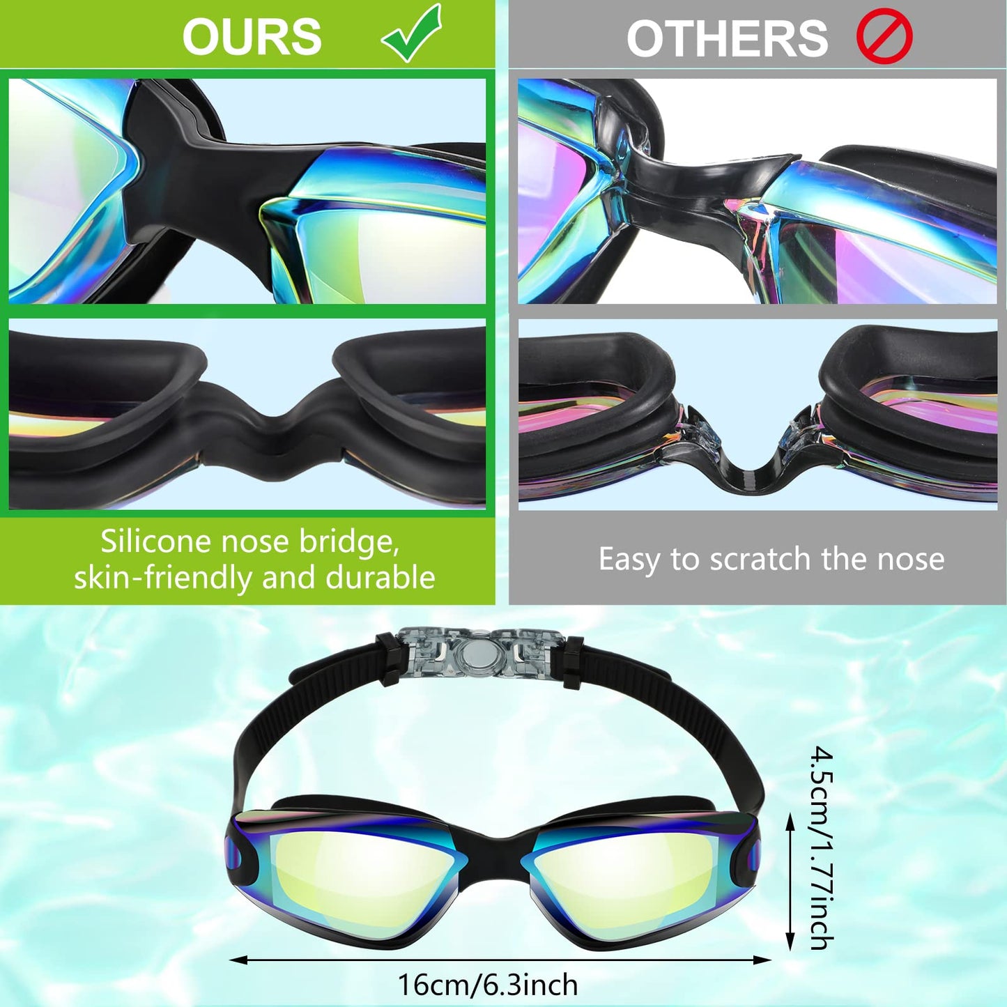 Flutesan 6 Pcs Swim Goggles Swimming Equipment Swimming Goggles Sport Swimming Goggles for Women Men Adult Youth (Neon Color)