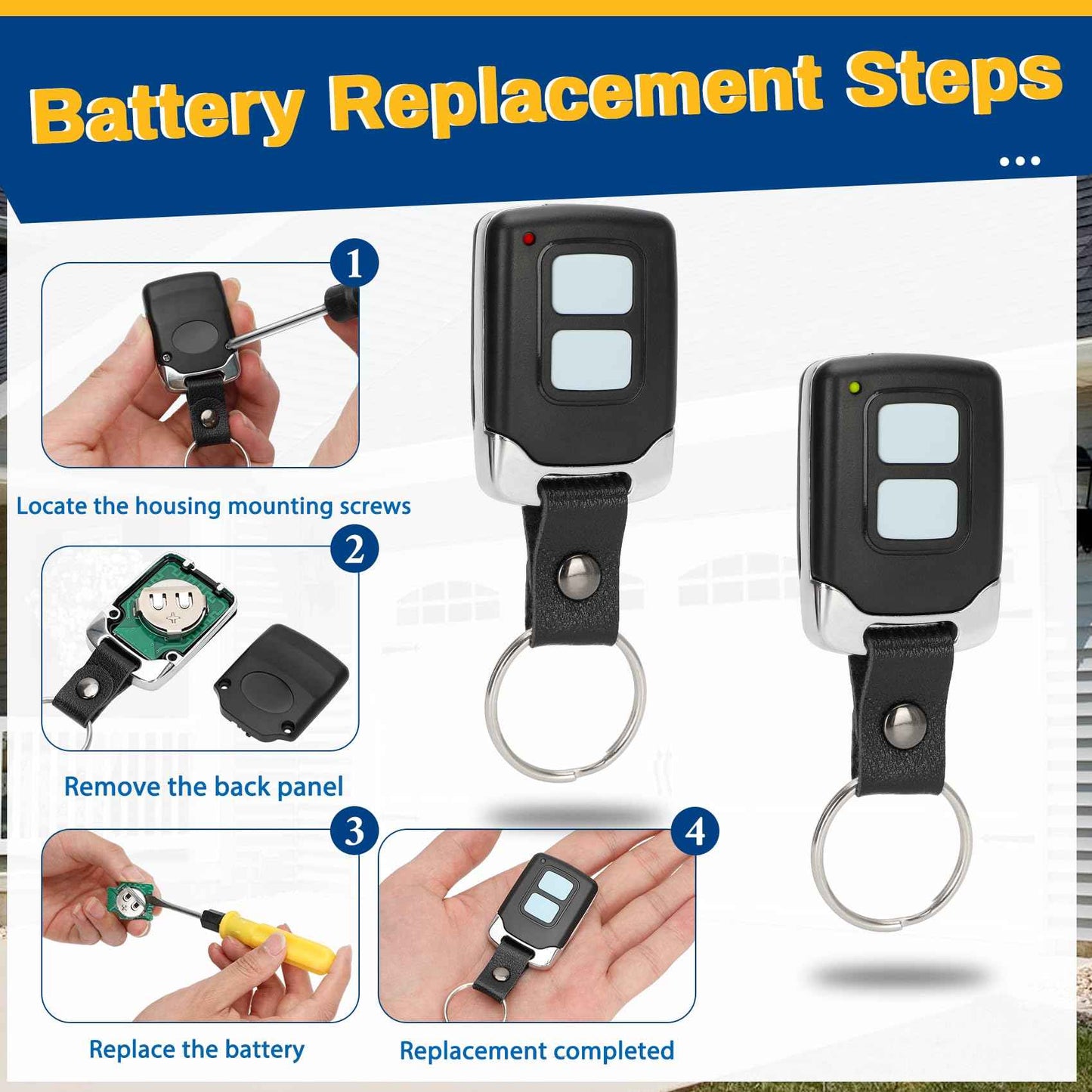 3 Garage Door Opener Remote, for liftmaster Craftsman Chamberlain Garage Door Opener Remote Universal, Work with Yellow Purple Red Orange Green Learn Button, 893max 893lm 890max 891lm