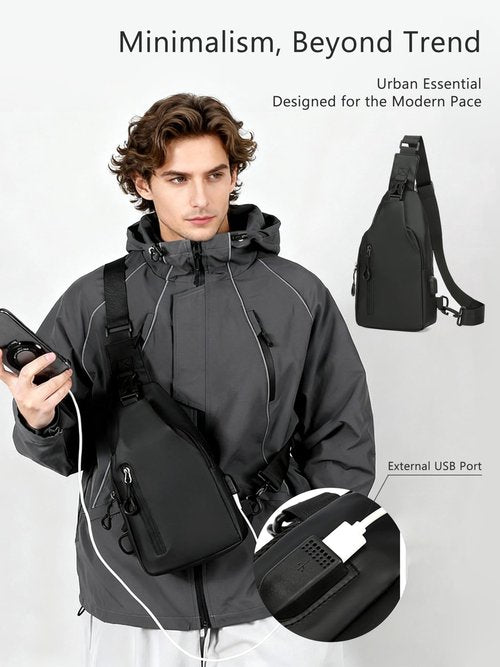 JYNBELSOR Sling Bag Daypack for Men Women, Crossbody Chest Bags Waterproof Pack, Backpack for Travel, Hiking, Daily Commute, Black