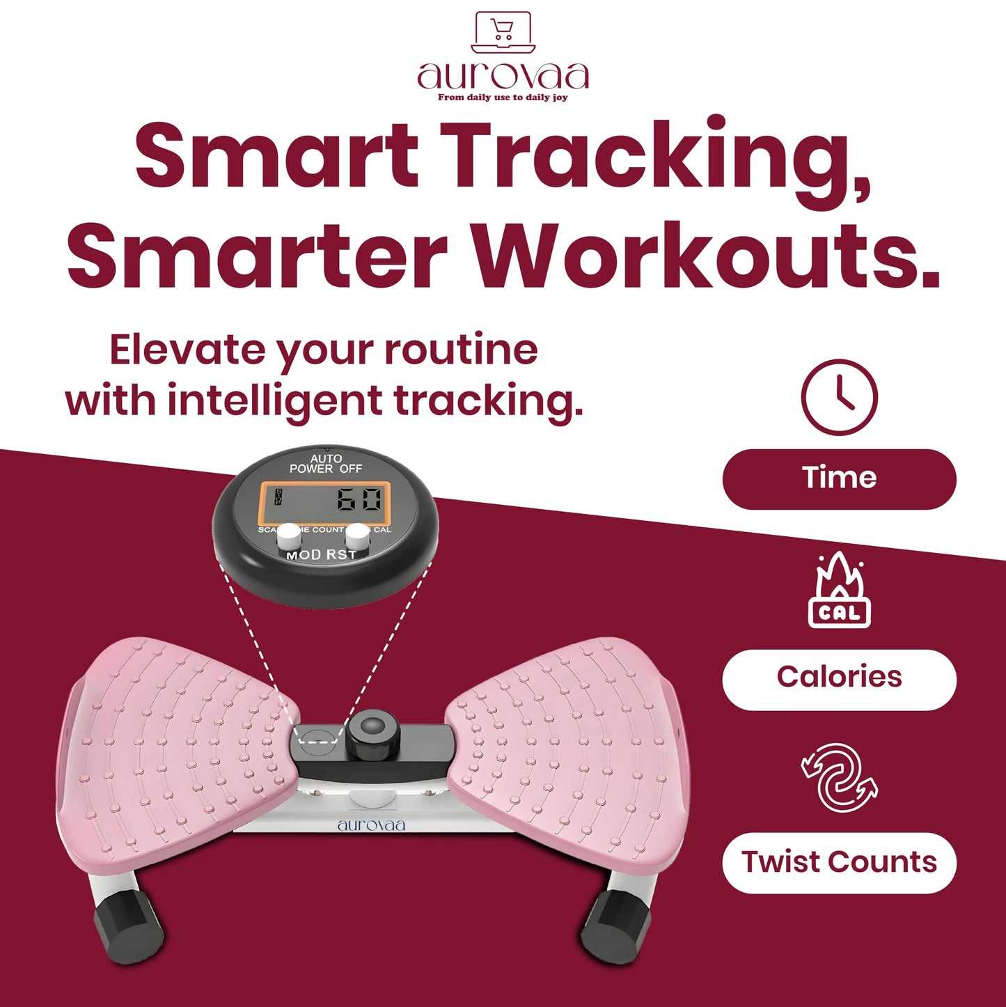 Aurovaa Waist Twister Machine Exercise, Ab Twist Board with 330 lbs Weight Capacity, Abs Workout for Slim Waist and Core Ab Exercise, Noiseless Home Gym Equipment for Women Men