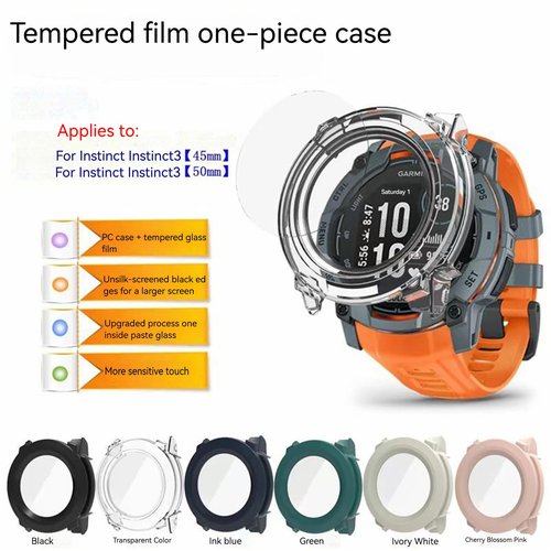 Screen Protector Case Compatible with Garmin Instinct 3 45mm 50mm Watch Band, Full Coverage, Hard PC Bumper, Ultra-Thin, Scratch Resistant, All-Around Screen Protector for Instinct 3 Watch (45MM)