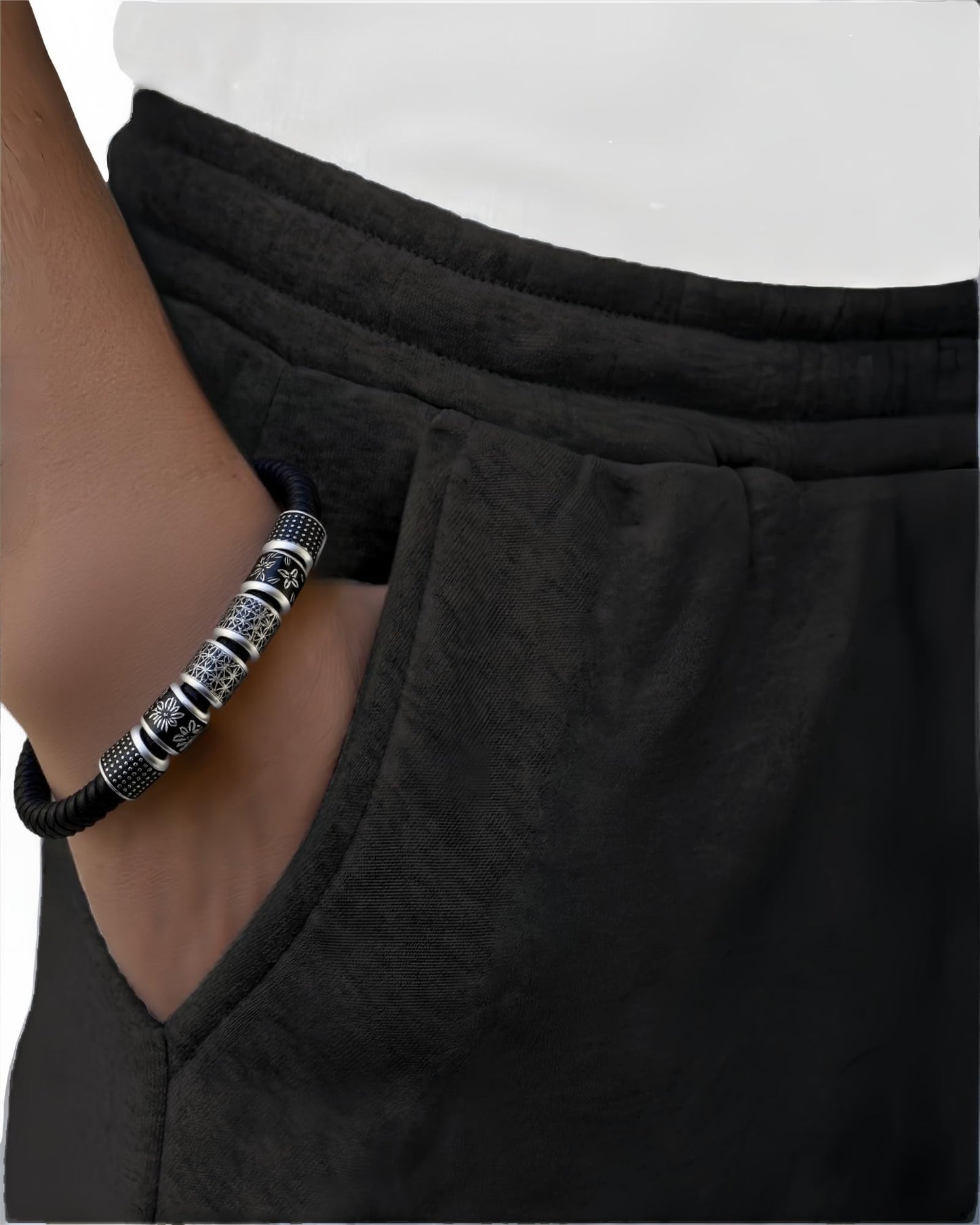 Men’s Baggy Sweatpants Wide-Leg, Elastic Drawstring Waist Casual Lounge Joggers with Deep Pockets and Cozy Fleece Black