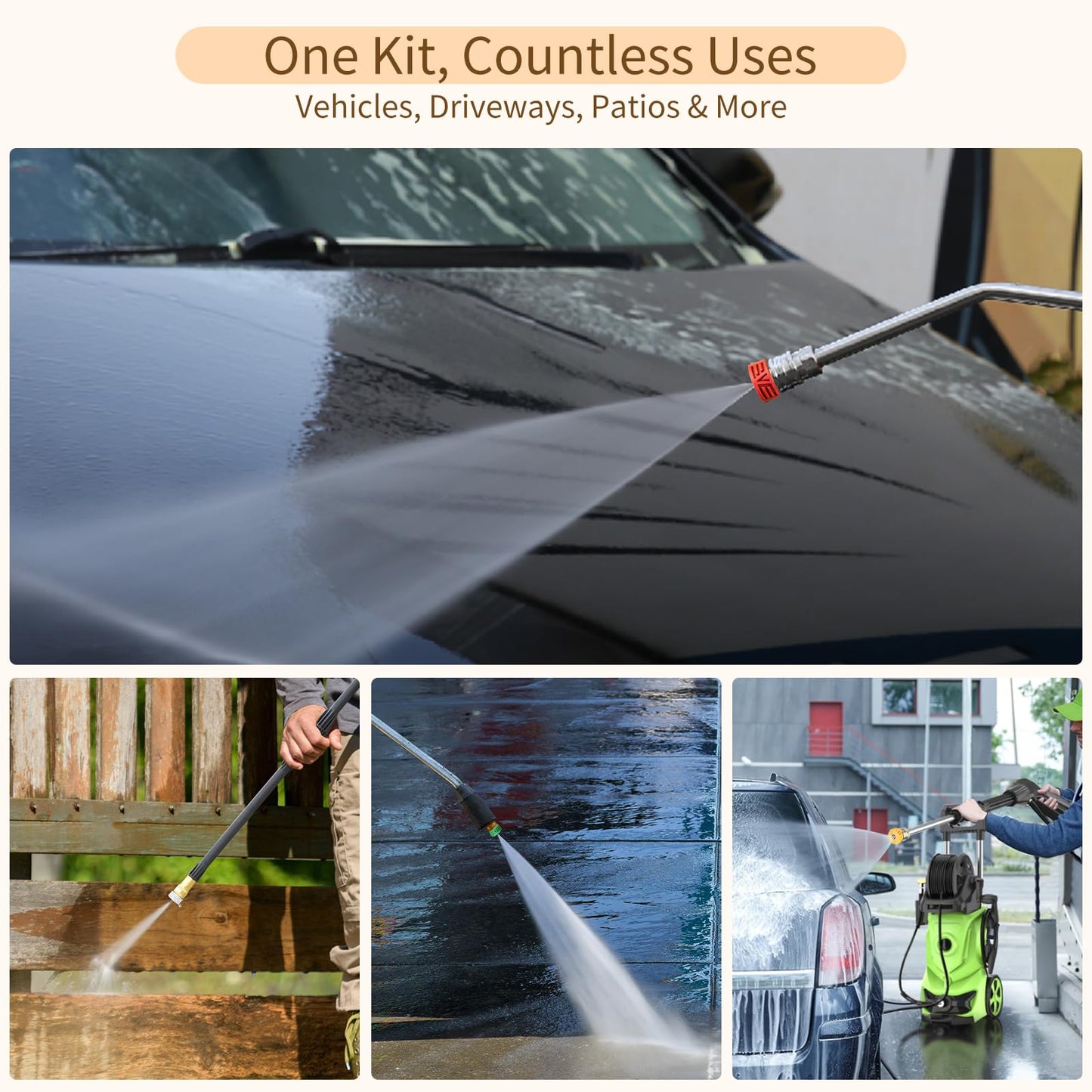 ZGJZGJ Pressure Washer Tips 5-Pack 1/4 Inch Quick Connect - 4000 PSI Multi-Degree Nozzle Set with Holder - Power Washer Accessories for Cleaning Car, Driveway, Patio, Deck, Great Gift for Car Lovers