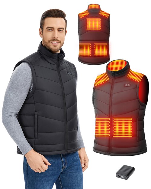 HILLSLTR Heated Vest for Men with 18400mAh 7.4V Battery Pack，Lightweight Mens Heated Vest Electric Warming Vest with Pockets,XL