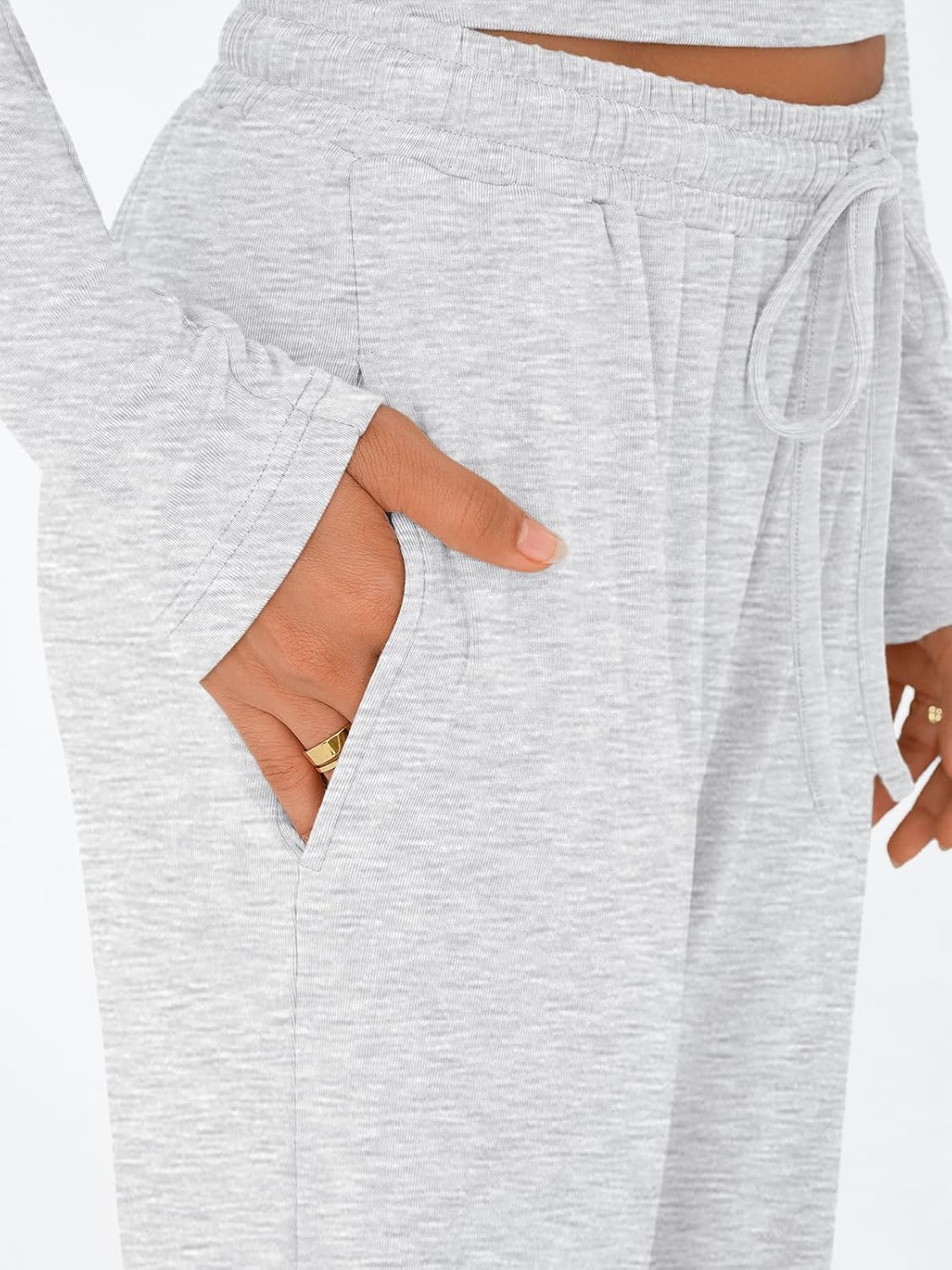 Trendy Queen Women's Lounge Set - Long Sleeve Top & Wide Leg Drawstring Pants with Pockets