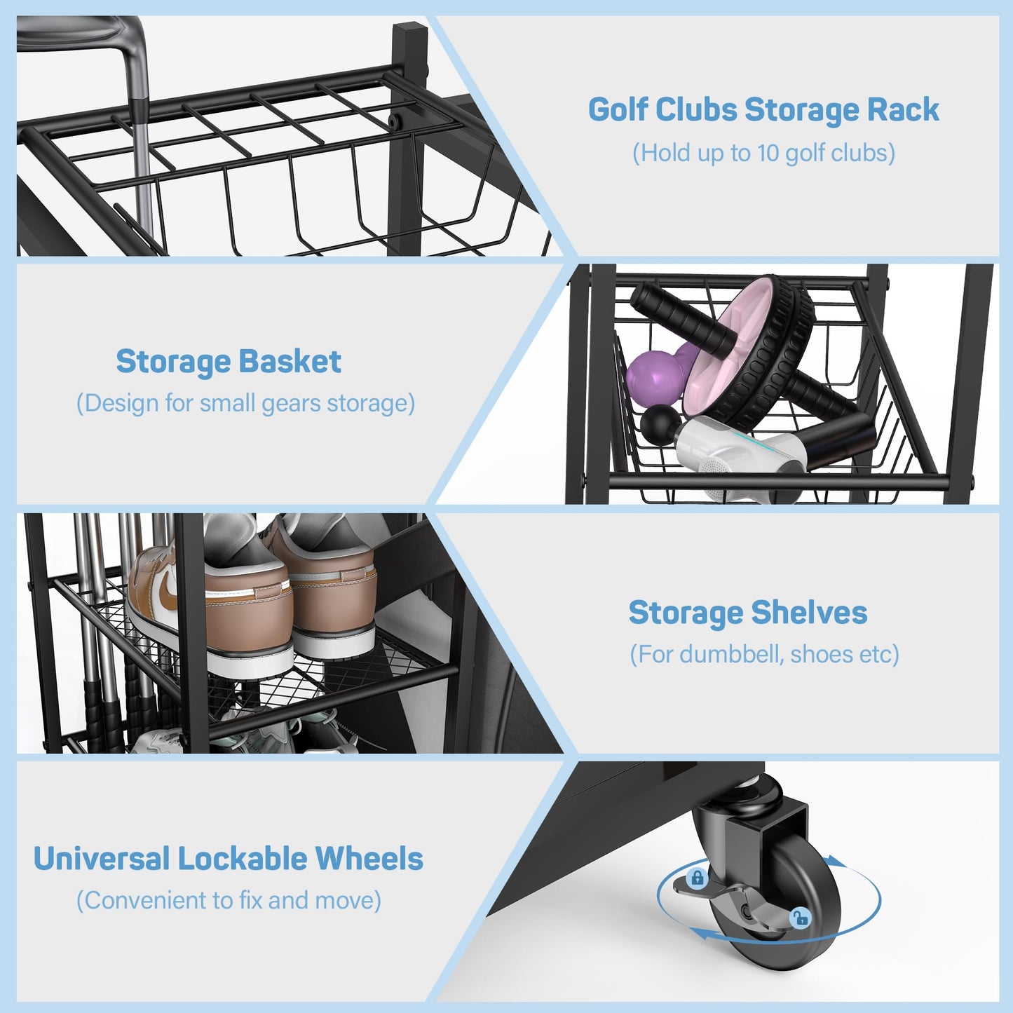PLKOW Rolling Dumbbell Rack and Home Gym Storage Organizer, Black