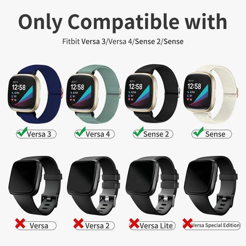 Zspoly Braided Band Compatible with Fitbit Versa 4 Bands for Women/Versa 3/Sense 2/Sense band, Magnetic Clasp Elastic Fabric Sport Nylon Smartwatch Band for Fitbit Versa4/3/Sense1/2