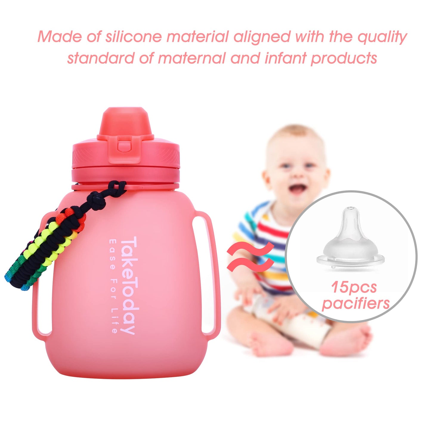 TakeToday 40 OZ Gallon Motivational Collapsible Water Bottles with Straw and Paracord Handle 1.2L Silicone Sports Water Bottle with Time Marker for Yoga Camping Outdoors