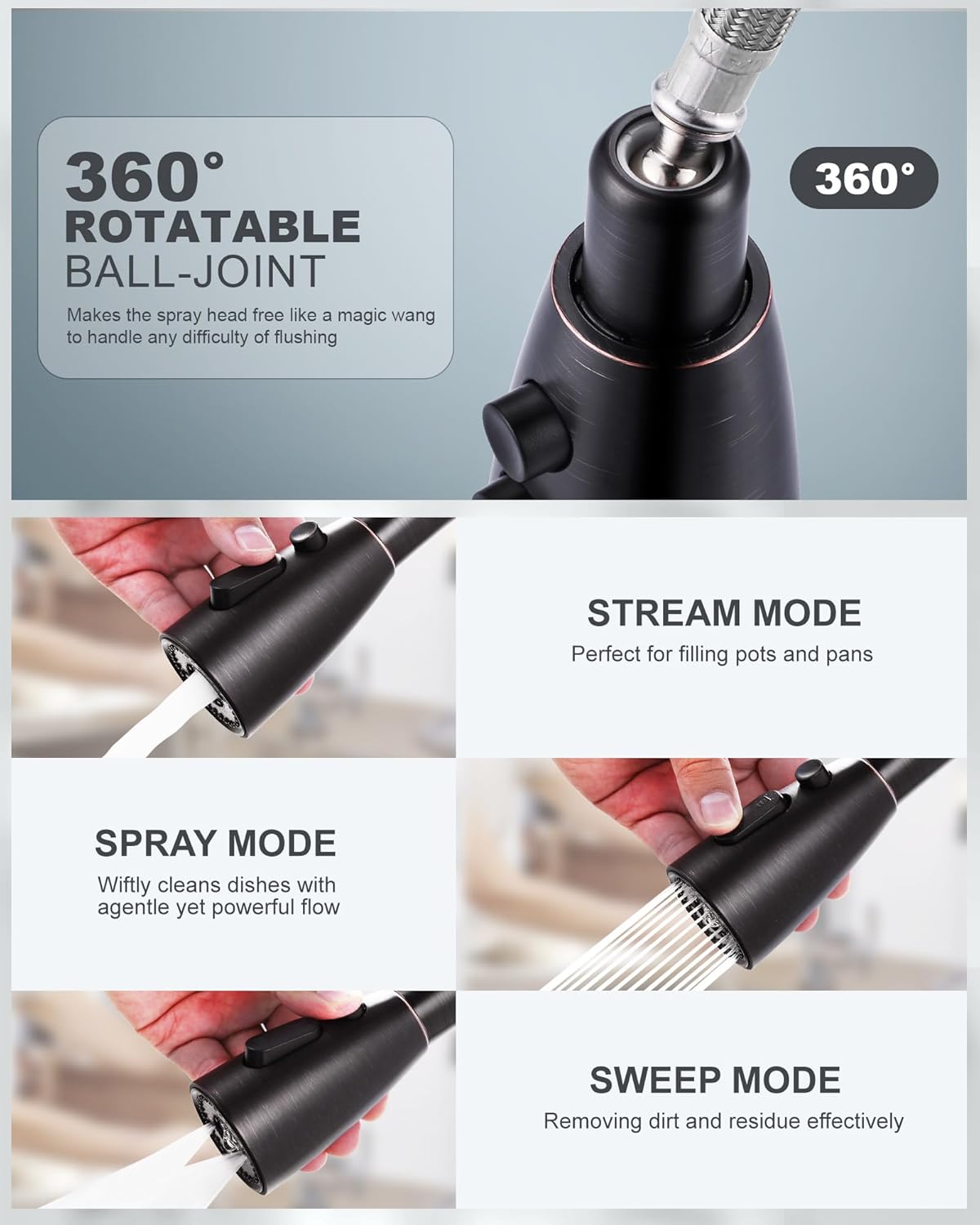 Stainless Steel Kitchen Faucet Combo with Water Filter - Brushed Nickel Sink Faucet for RO Systems