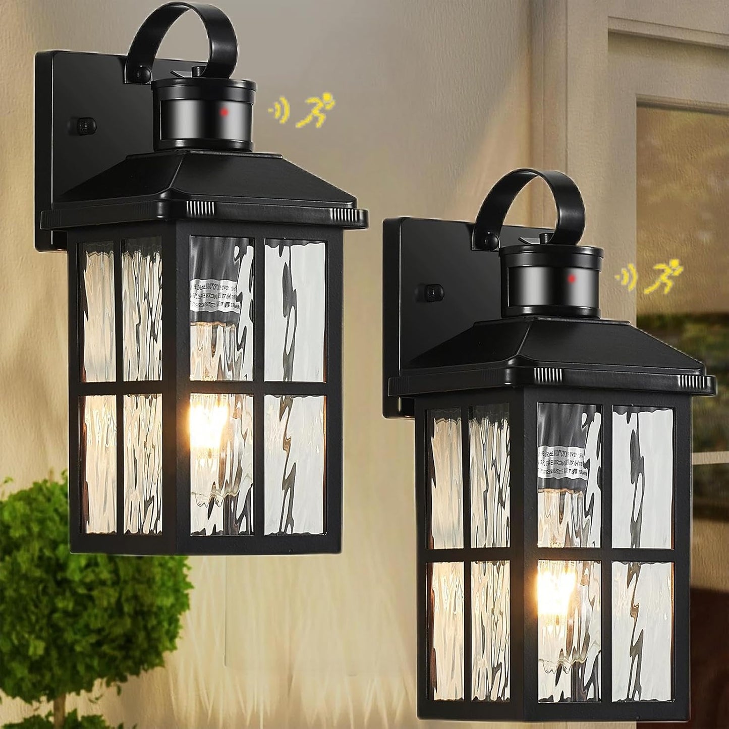 Motion Sensor Outdoor Wall Light - Dusk to Dawn Black Porch Fixture for Garage & Patio