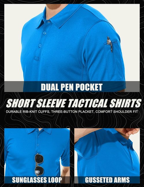 MAGCOMSEN Men's Polo Shirt - Quick Dry Tactical Performance Short Sleeve Golf Shirt | Stylish Pique Jersey