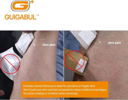G+ GUIGABUL Silicone Bandages for Sensitive Skin - Painless Removal, 40 Medium & 15 Extra Large Counts