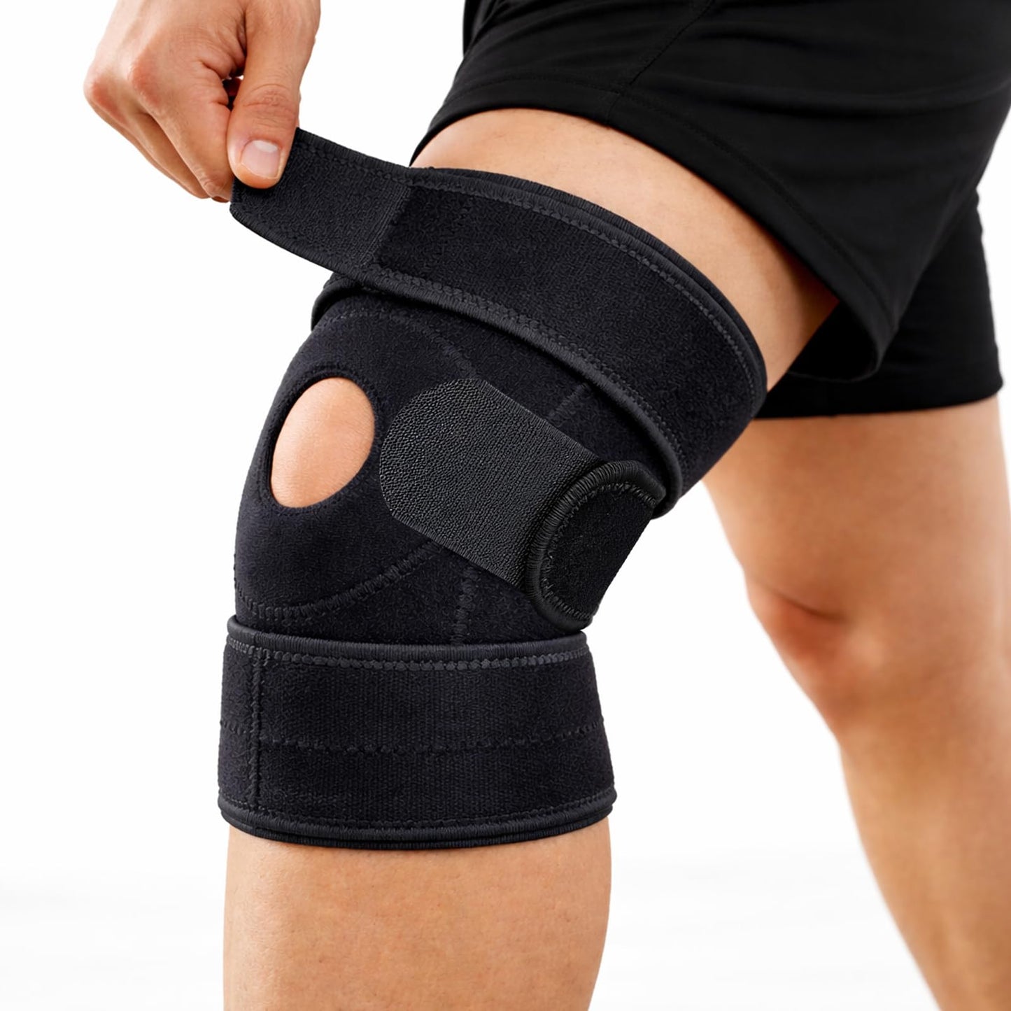 YIBLBOX Knee Brace for Women Men with Side Stabilizers, Knee Braces for Knee Pain ACL MCL Arthritis Joint Pain Relief, Adjustable Compression Sleeve Patellar Tendon Support Strap, Pack of 1
