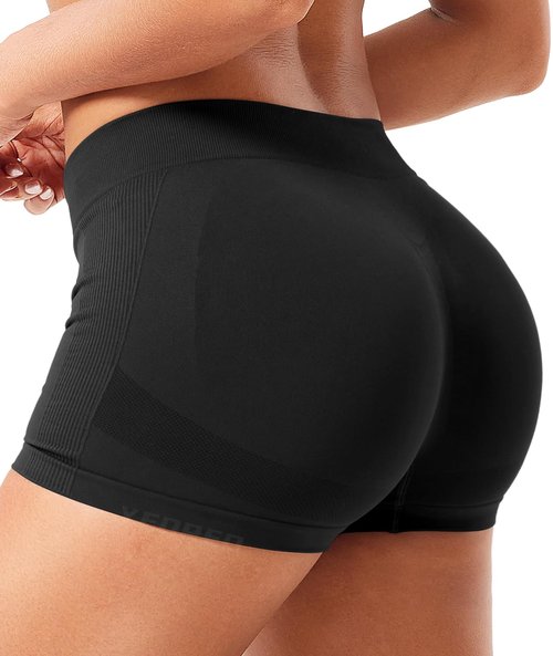 YEOREO Women Workout Booty Shorts Low Rise 2.5" Impact Scrunch Lifting Biker Gym Hot Shorts Spandex for Yoga Running Black-S