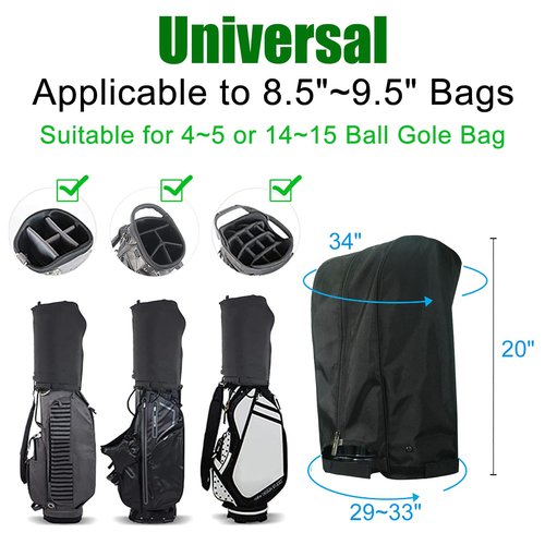 ZHICIM Golf Bag Rain Cover Hood with Snap Button, Universal 1680D Nylon Waterproof Material Dustproof Club Protector