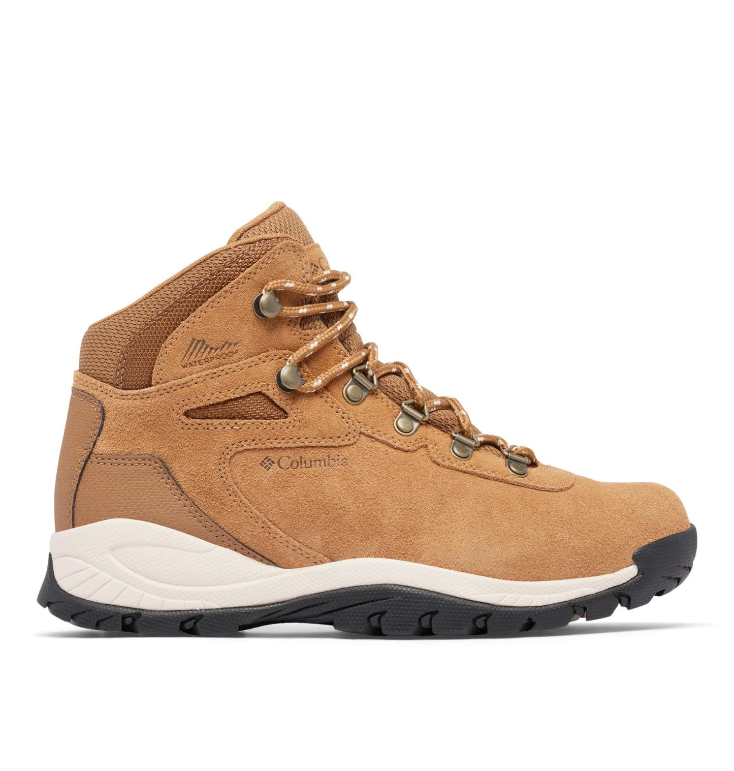 Columbia Womens Newton Ridge Plus Waterproof Amped, Elk/Dark Stone, 7 Wide