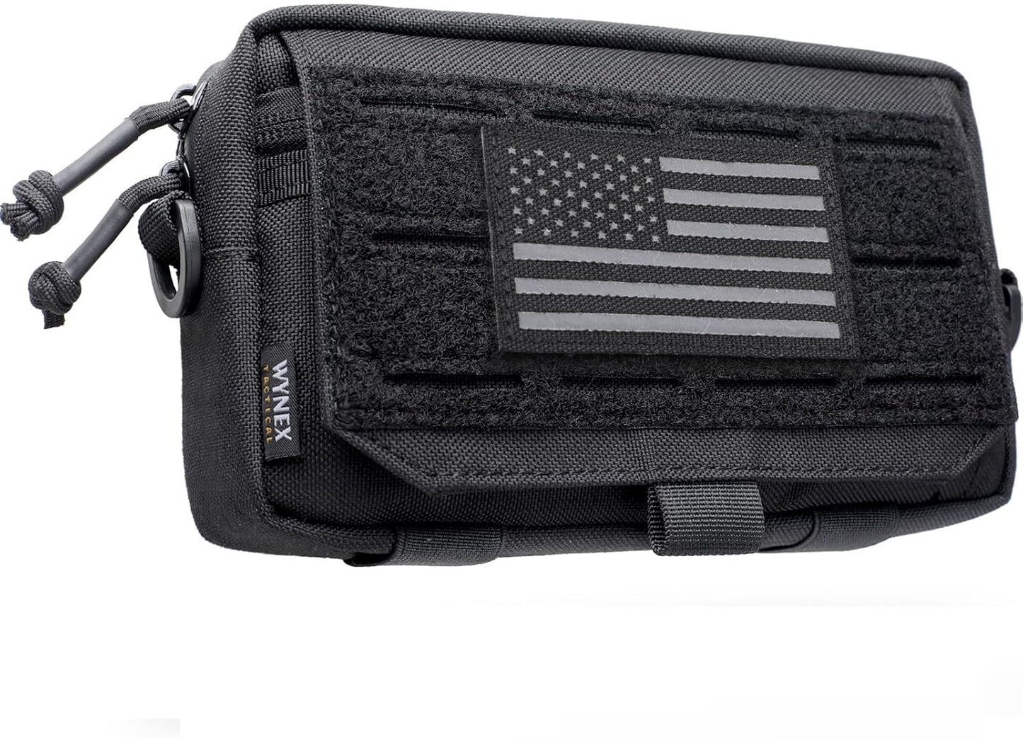 WYNEX Tactical Molle Admin Pouch - Utility EDC Bag with Laser Cut Design & American Flag Patch