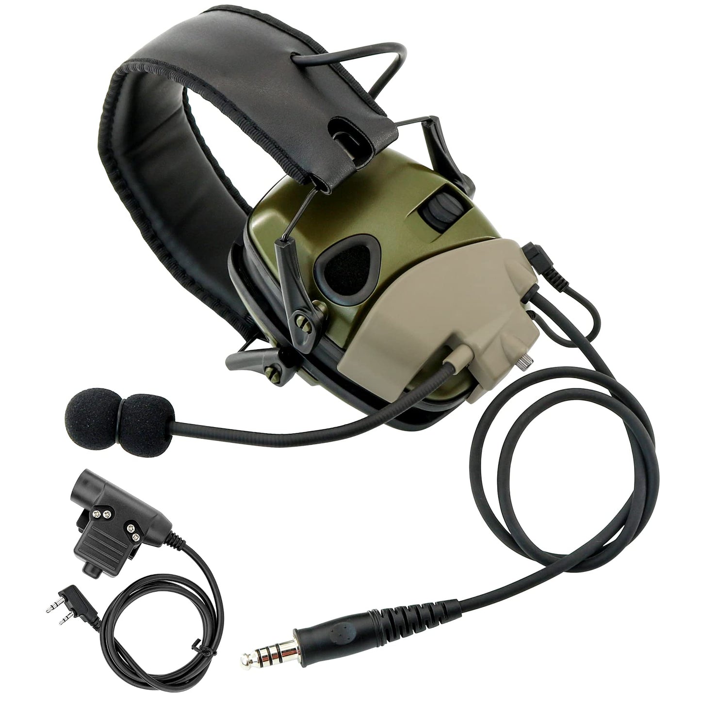 TSVISIONCORE Microphone & PTT for Howard Leight Impact Sports Noise Cancelling Headphones Airsoft(Tan)