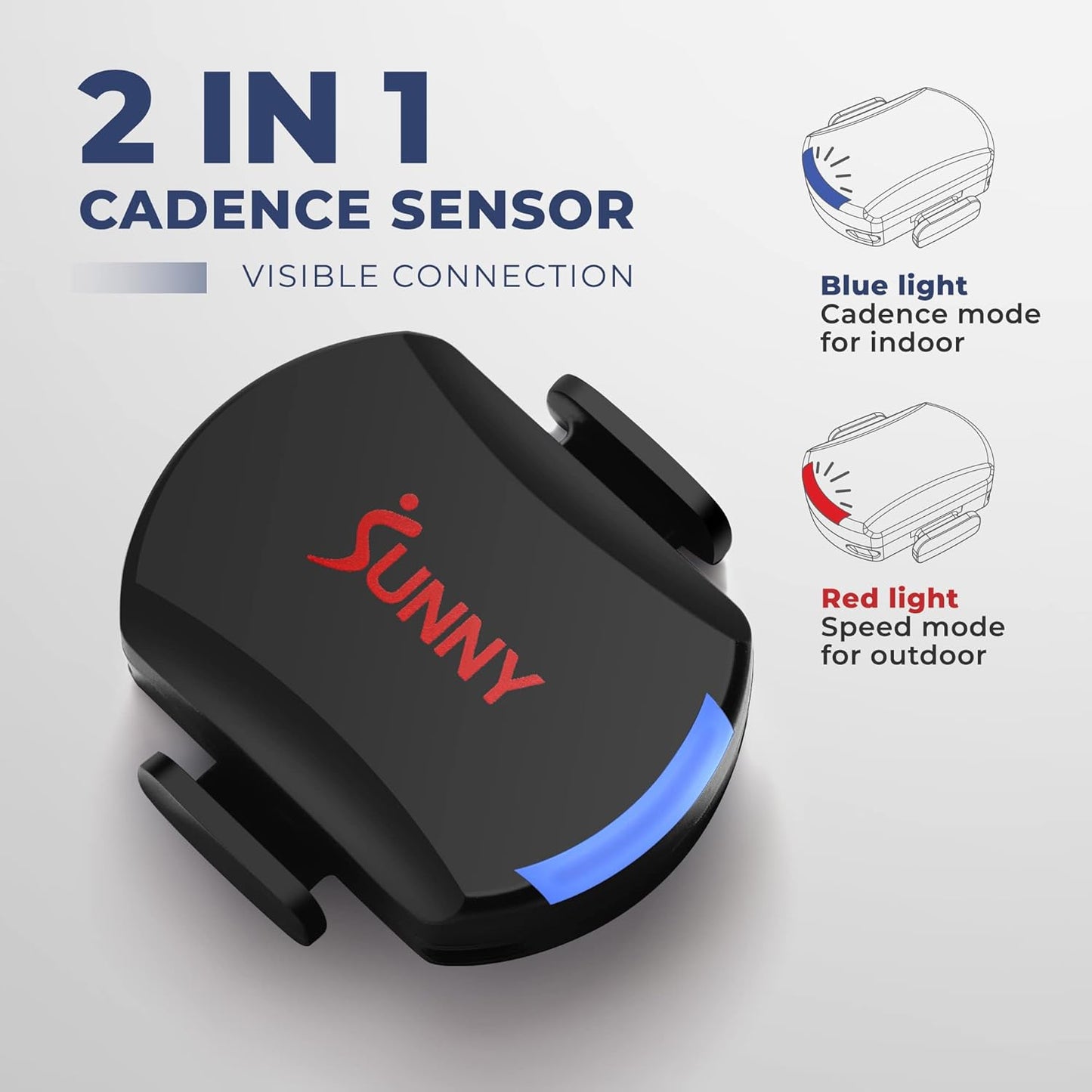 Sunny Health & Fitness Cadence Sensor - Bluetooth ANT+ for Indoor/Outdoor Bikes, Magnet-Less Design - CB110S