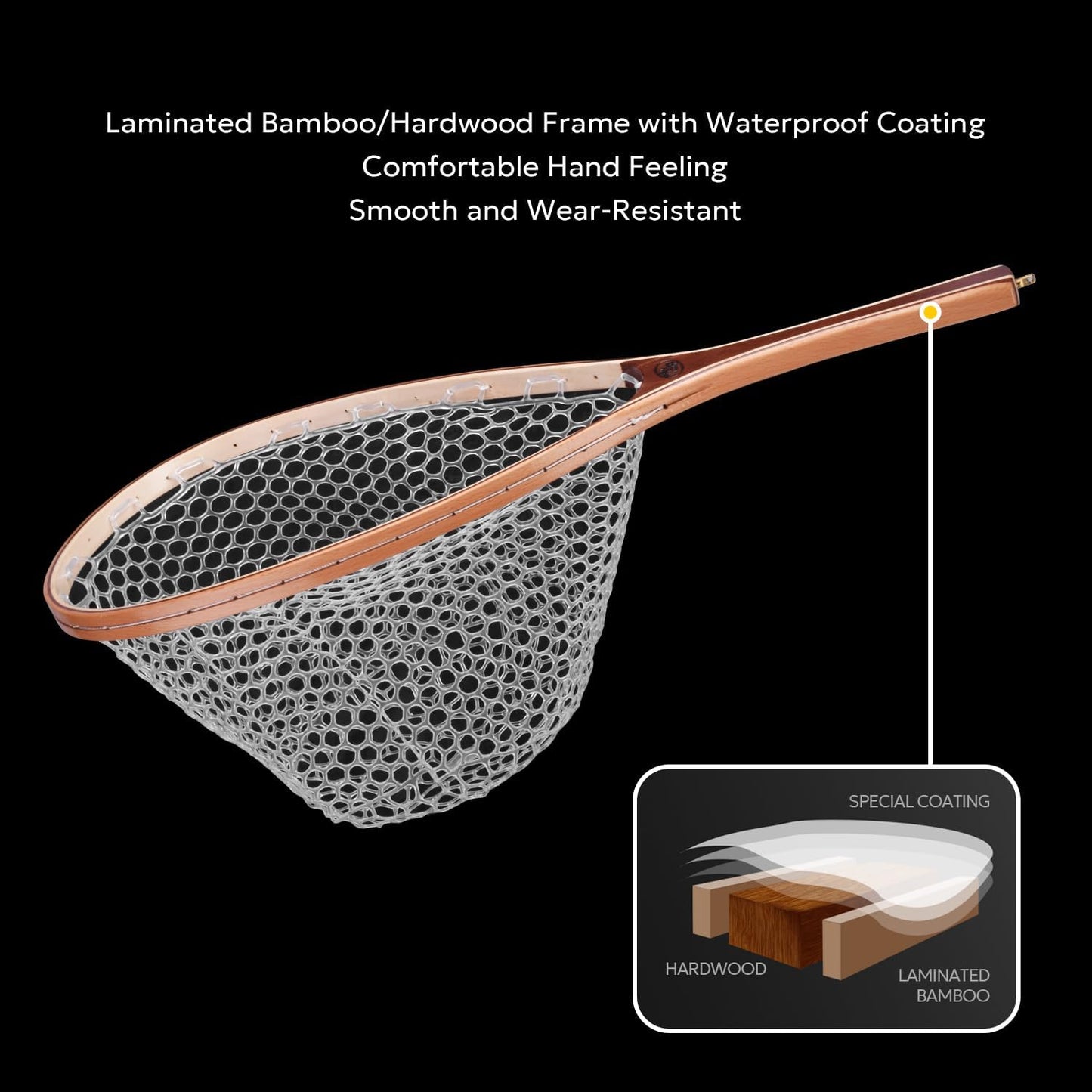 SF Fly Fishing Landing Net - Soft Rubber Mesh Design for Easy Catch & Release | Ideal for Trout Fishing
