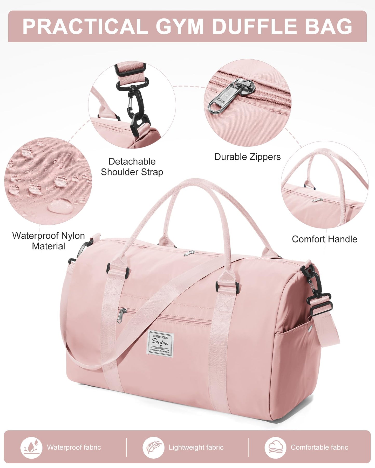 Gym Bag Womens Mens with Shoes Compartment and Wet Pocket Travel Duffel Bags for Women for Plane Sport Gym Tote Bags Swimming Yoga Small Waterproof Weekend Overnight Carry on Bag Hospital Holdalls