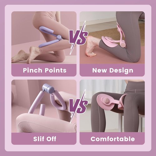 35lb Fixed-Resistance Inner Thigh Exerciser, Balanced Center-of-Gravity Hip & Leg Trainer for Women & Men, Easy-to-Use Lower Body & Pelvic Floor Workout Equipment for Home Gym (Pink)