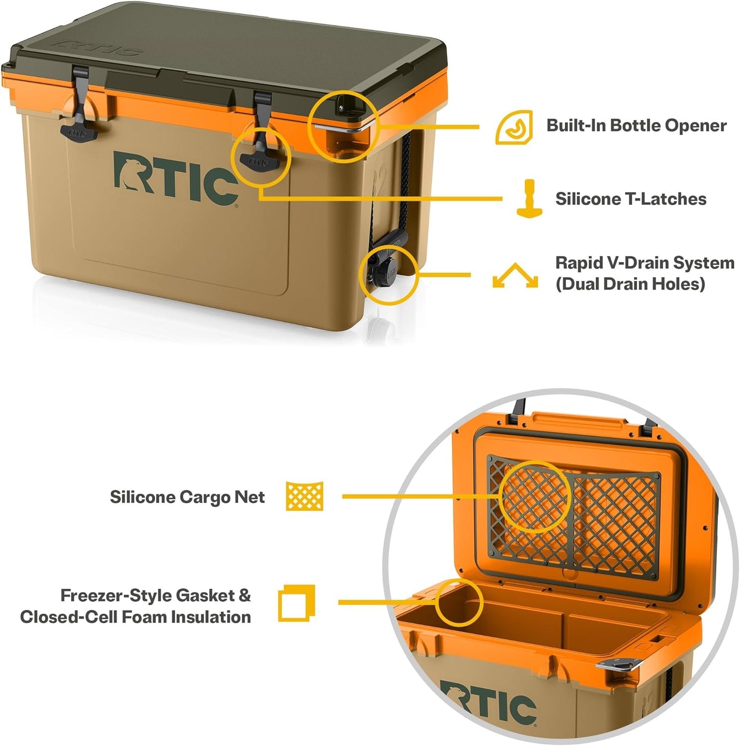 RTIC Ultra-Light 32 Quart Cooler - Insulated Portable Ice Chest for Camping, Beach & Fishing