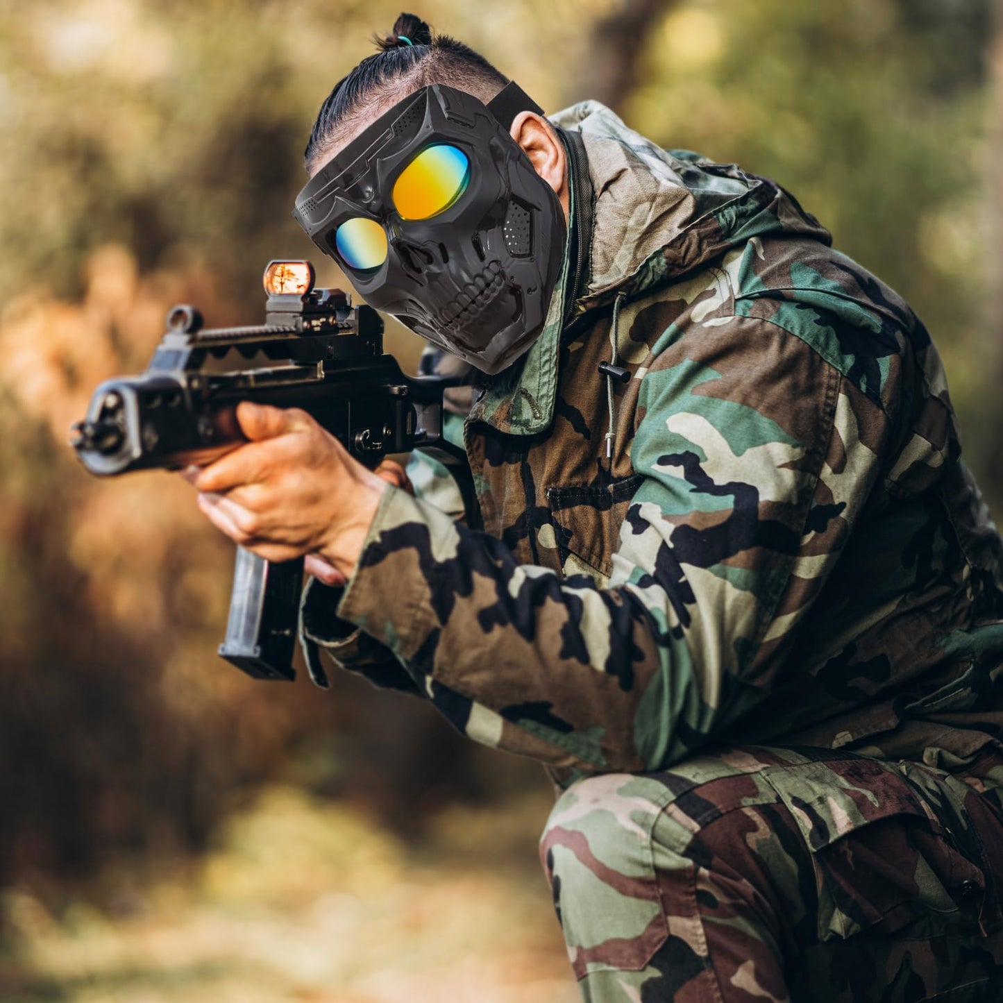 Kanayu 3 Pcs Airsoft Mask Skull Full Face Paintball Motorcycle Face Mask Electroplated Lenses Military for Motocross, Riding Racing Shooting Cosplay Cs Survival Games for Men Women(Not Anti Fog)