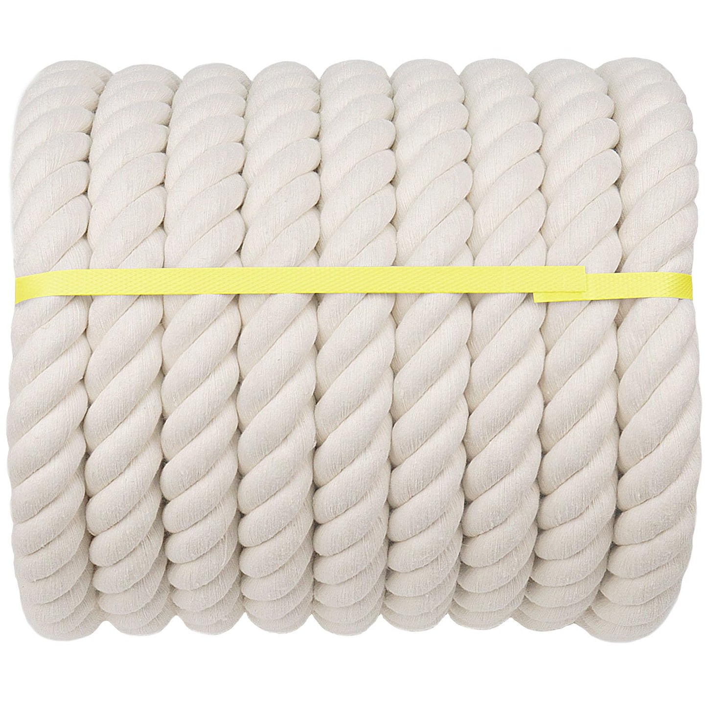 Twisted Cotton Rope (1.5 inch x 50 feet) Natural White Rope for Nautical, Tug of War, Climbing, Hammock, Decorating