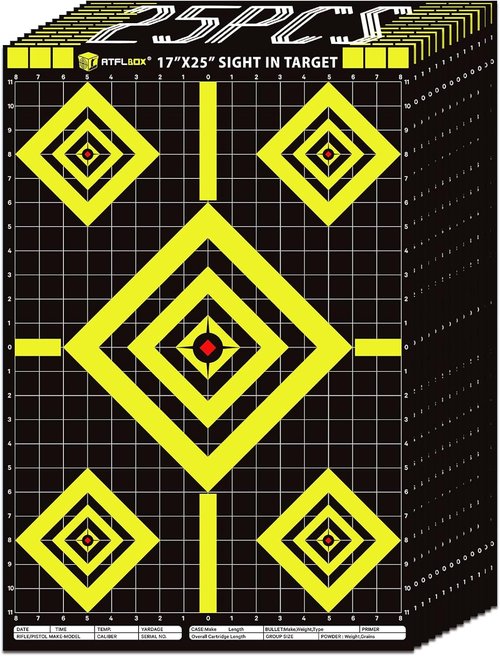 Atflbox High Visibility Shooting Range Target Paper - 17x25 Inch for Indoor/Outdoor Practice | Handgun, Pistol, Rifle, Airgun