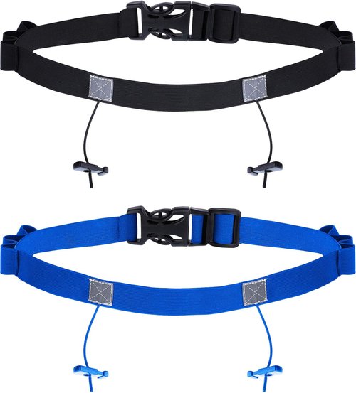 JOVITEC Race Number Belt - 2 Pack with 6 Gel Loops for Running, Cycling & Triathlon