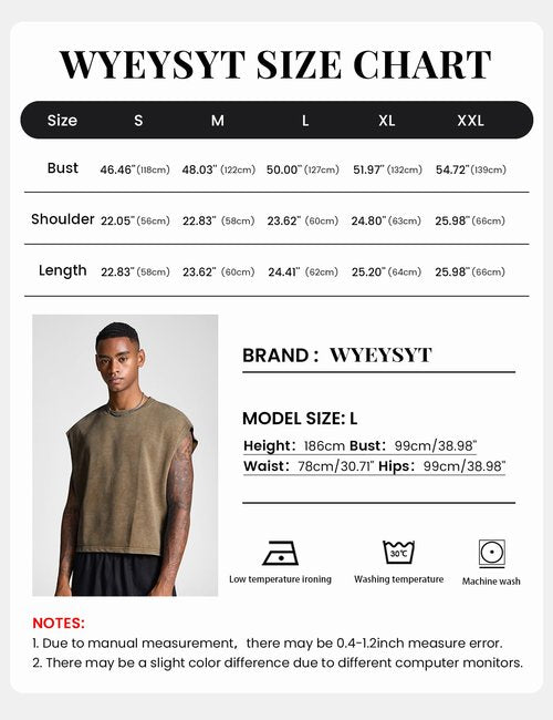 Wyeysyt Men's Crop T Shirts Dolman Sleeve Tops Vintage Crewneck Loose Pullover Tank Tops(BlackBrown-L)
