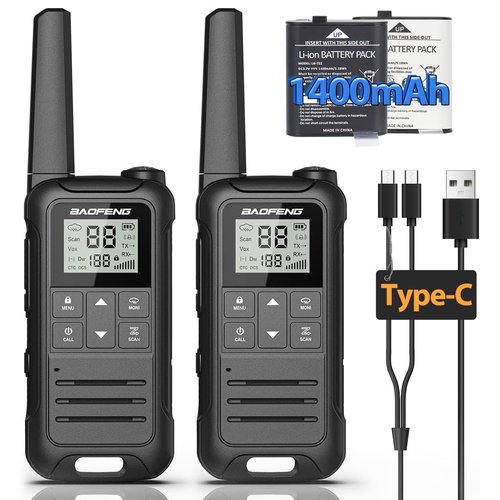 Walkie Talkies Long Range Rechargeable Walkie Talkie for Adults, Baofeng F22 FRS Radio Walky Talky Family Walkie-Talkie with Flashlight 1400 mAh Battery USB Charger for Camping Trip 2Pack