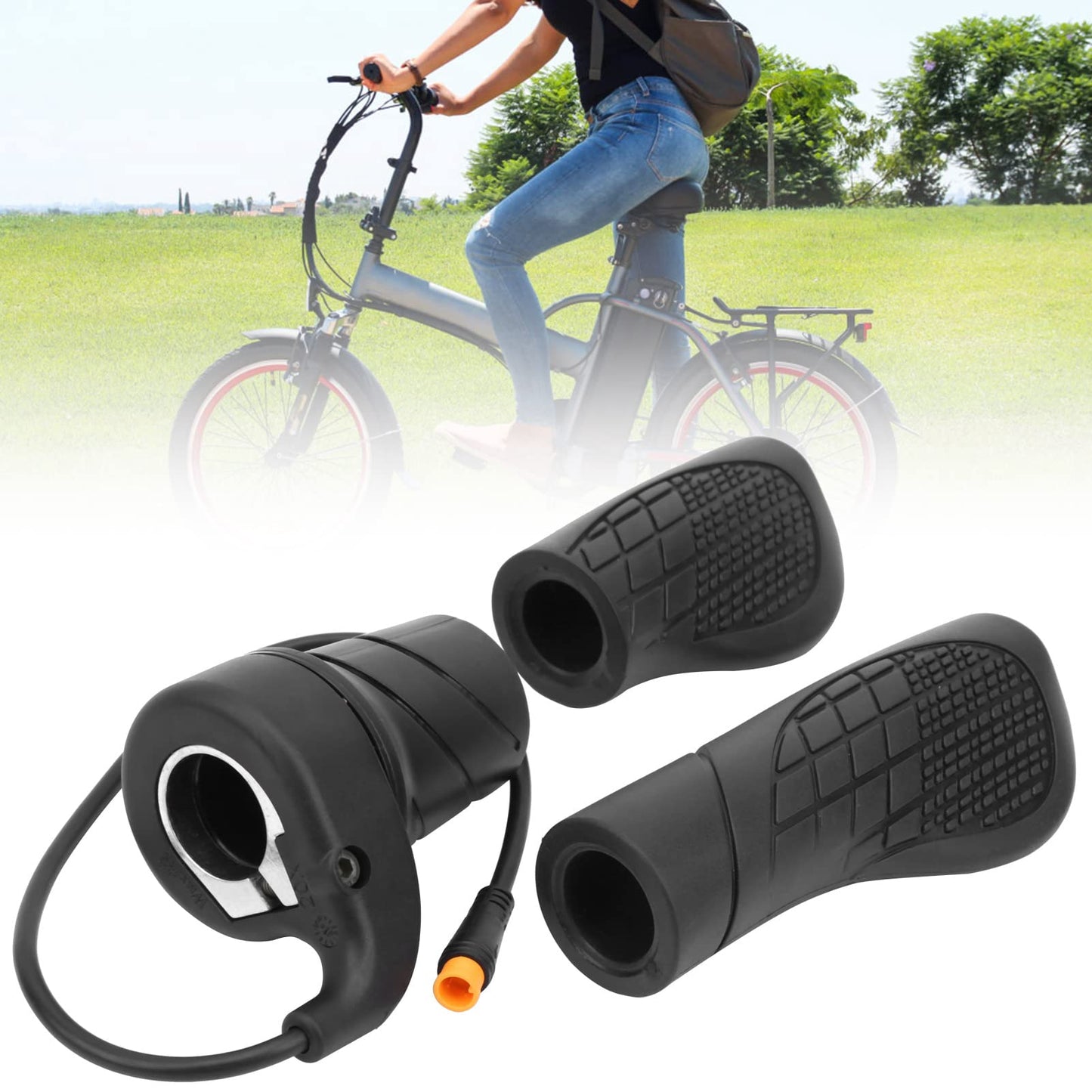 Half Twist Throttle, Waterproof 20X eBike Motor Twist Throttle Handle for Electric Bicycle Mountain Bike Modified Part