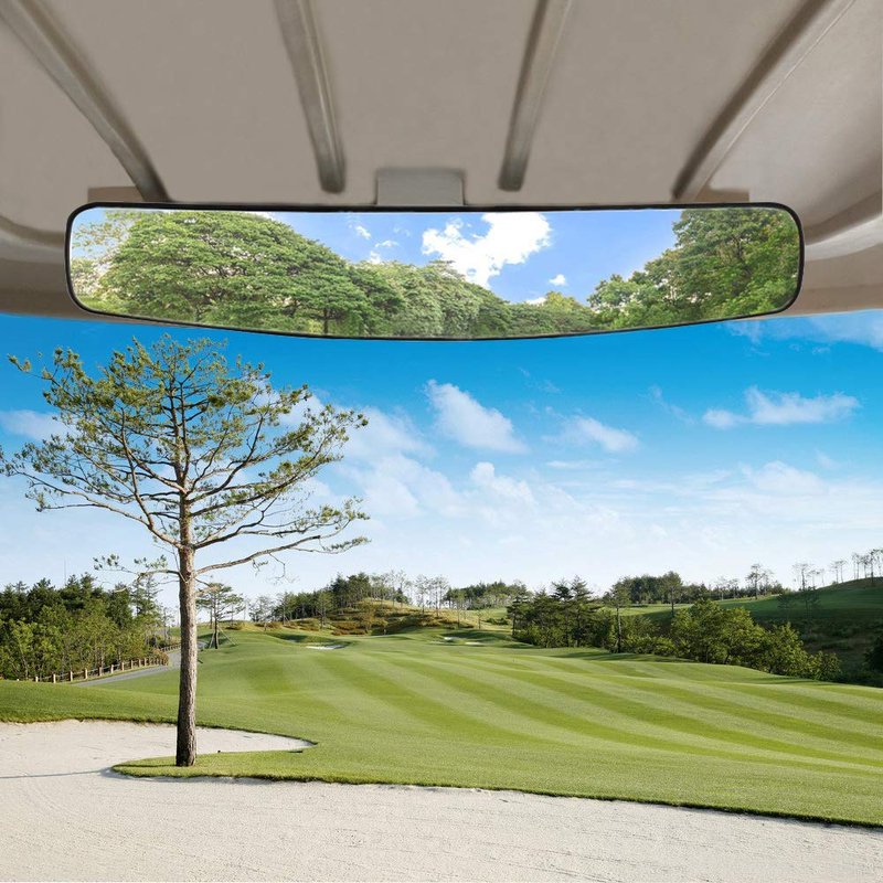 WLOOD Newest Golf Cart Mirrors,16.5"" Non-destructive installation Panoramic Golf Cart Rear View and Folding Golf Cart Side Mirrors for Club Car EZGO Yamaha, black