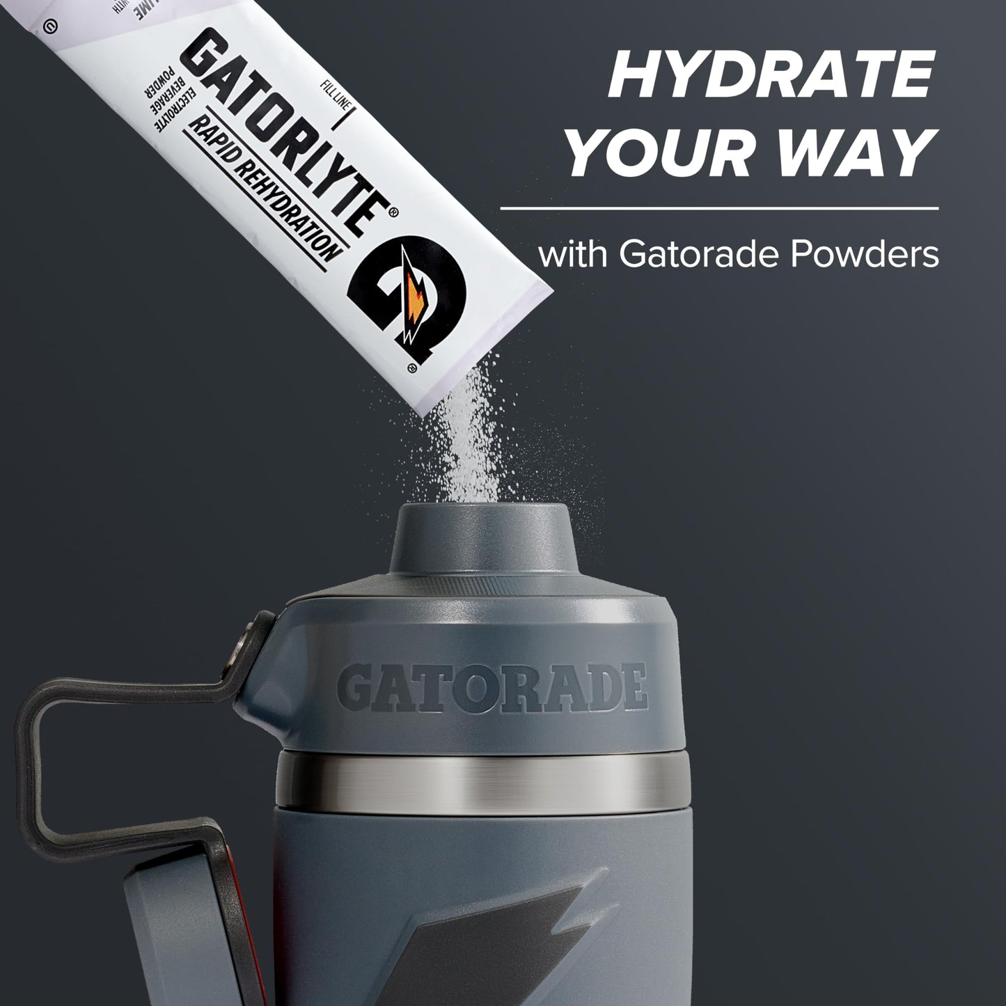 Gatorade 'Overtime' 32oz Stainless Steel Water Bottle, Twist Cap, Grey