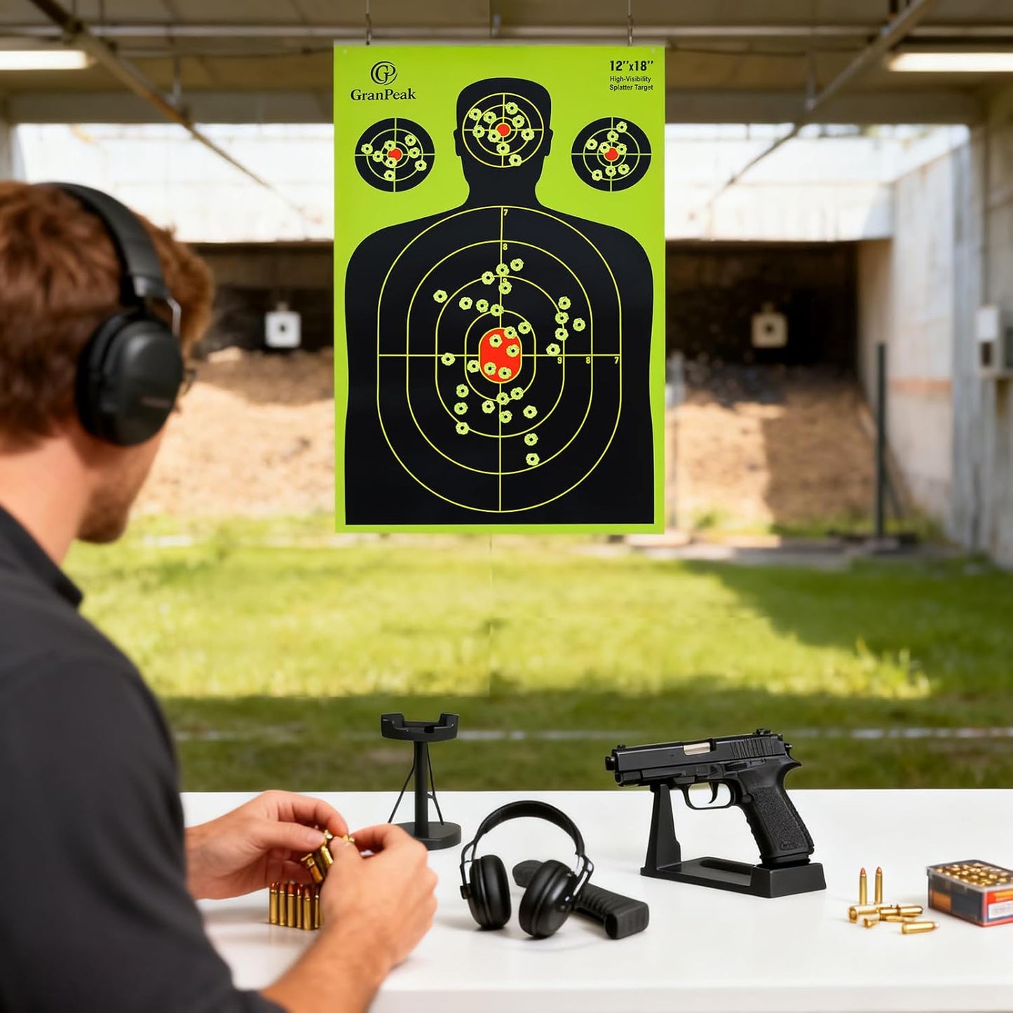 Silhouette Splatter Targets - Adhesive Shooting Targets with Bright Fluorescent Yellow Design | 12 x 18 Inch