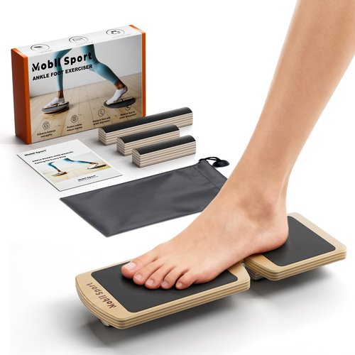 Ankle Balance Board & Foot Strengthener - Wooden Single Leg Stability Trainer for Ankle Rehab, Mobility & Plantar Recovery - Adjustable Rocker with Bag & Guide